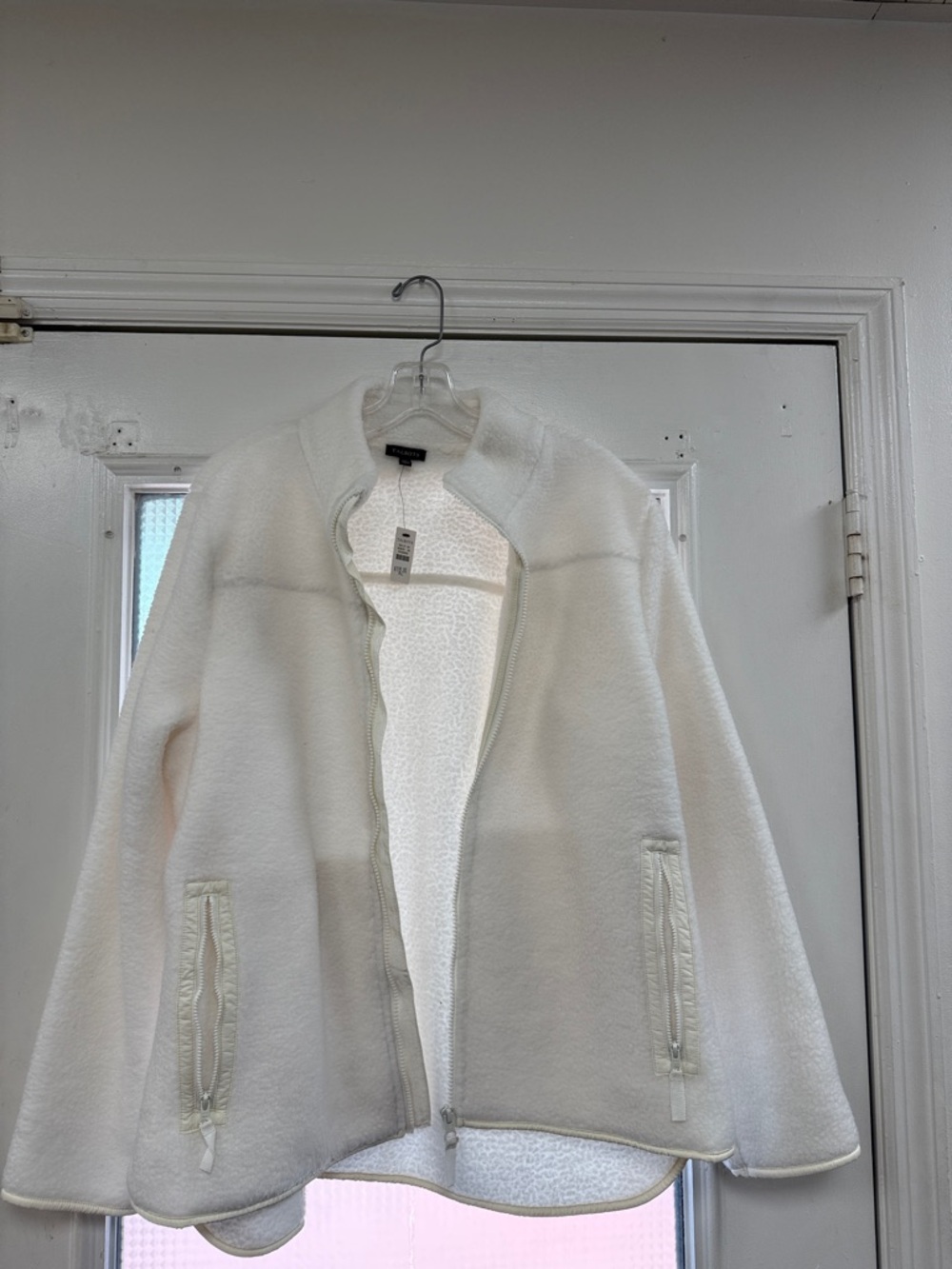 NEW With tagsTalbots  off white Teddy Fleece Zip Jacket
